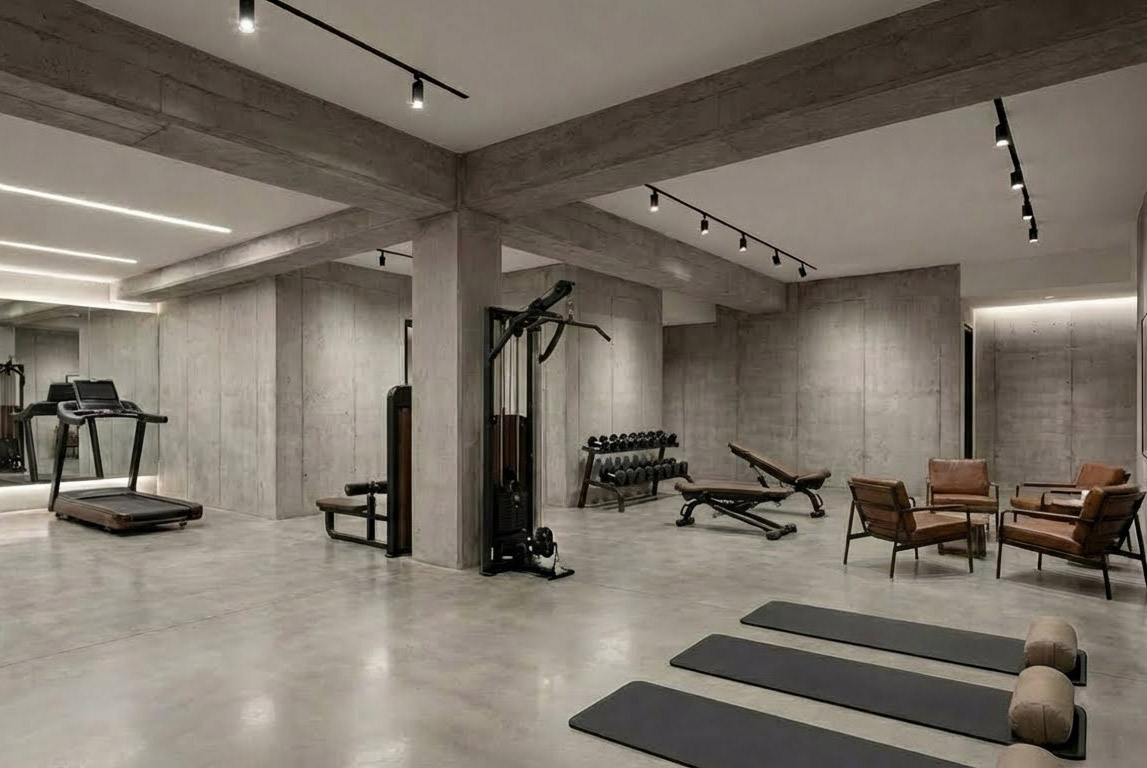 Equipped fitness room