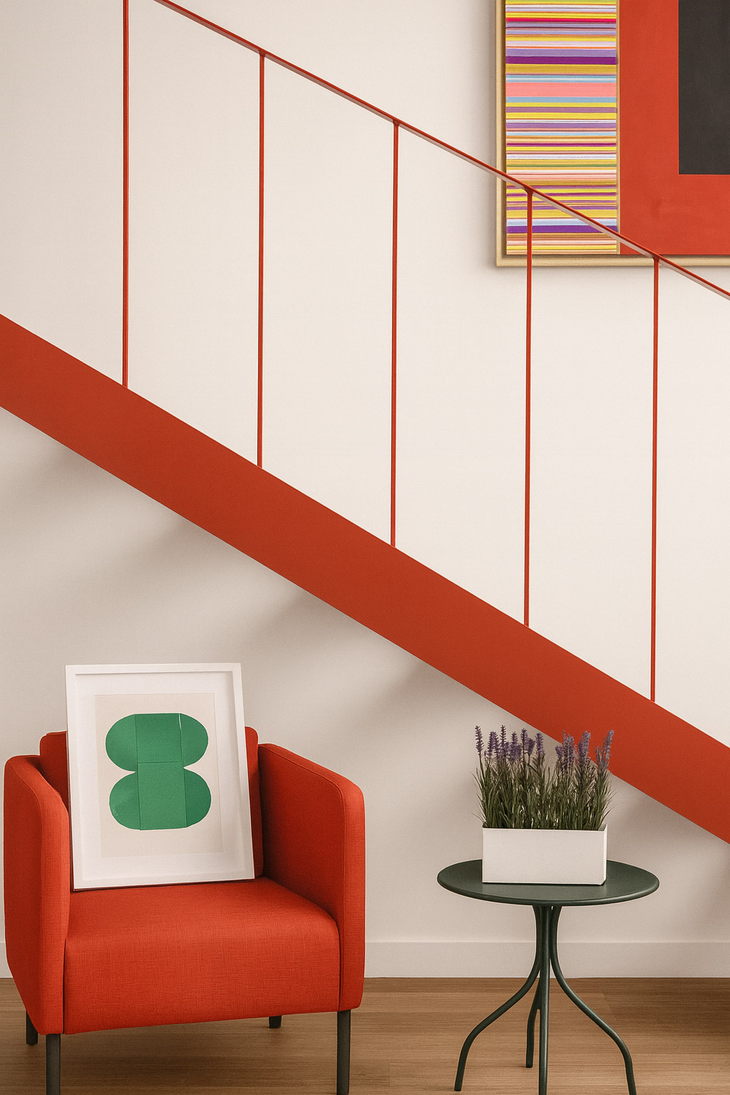 Escalier avec art abstrait